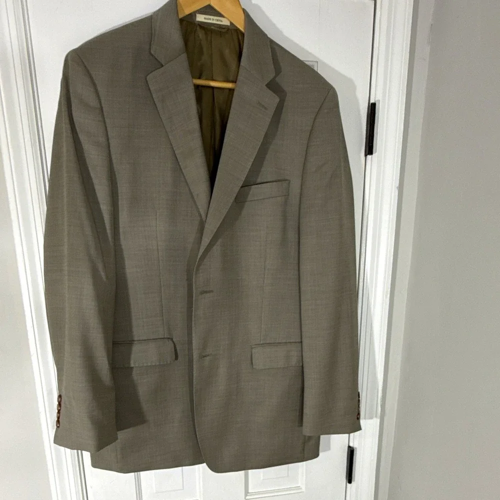 LAUREN Ralph Lauren Men's Tan Solid Trim Fit 2-Button Notch Blazer Jacket XL
